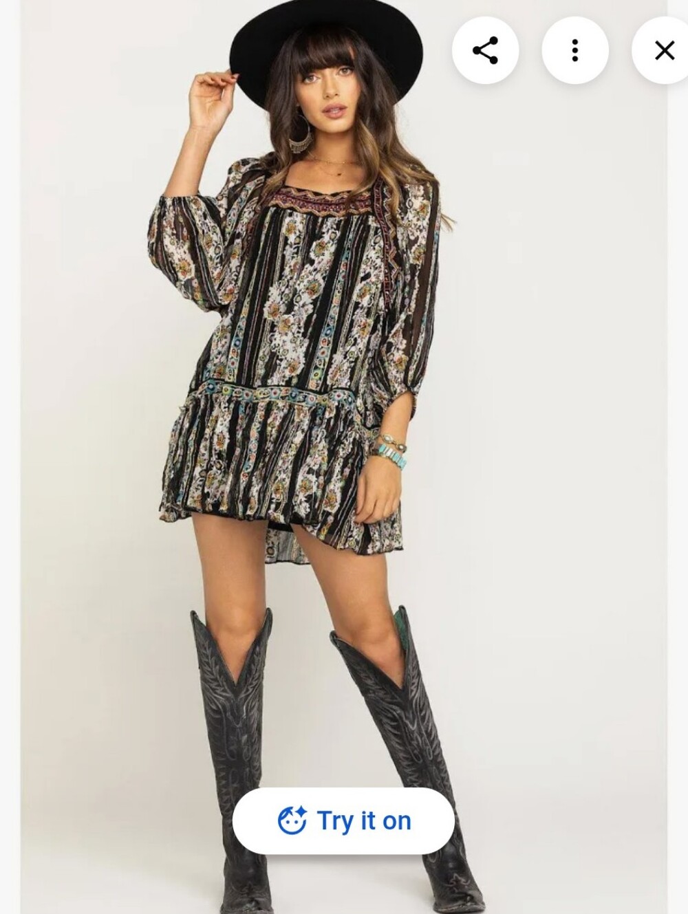Free People Dance Magic Embroidered Metallic Tunic Dress L